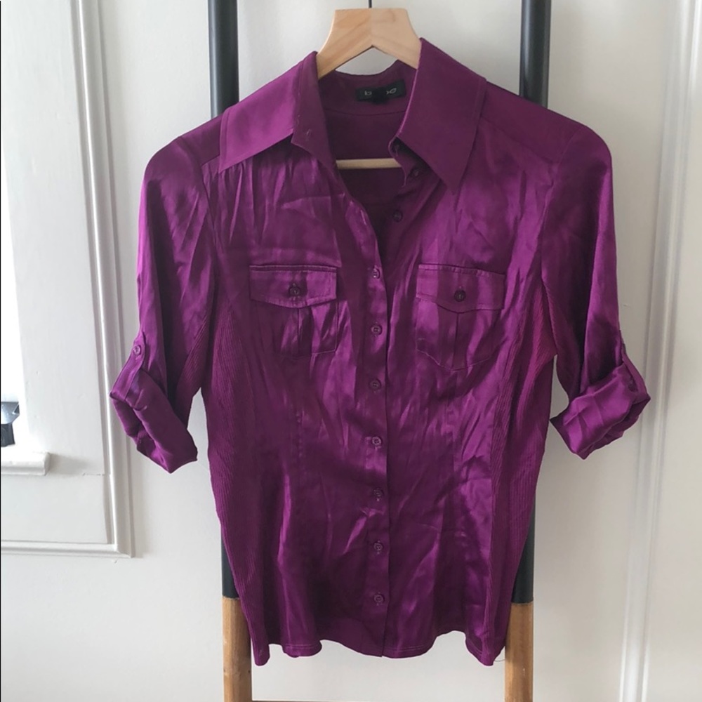 Purple silk button down